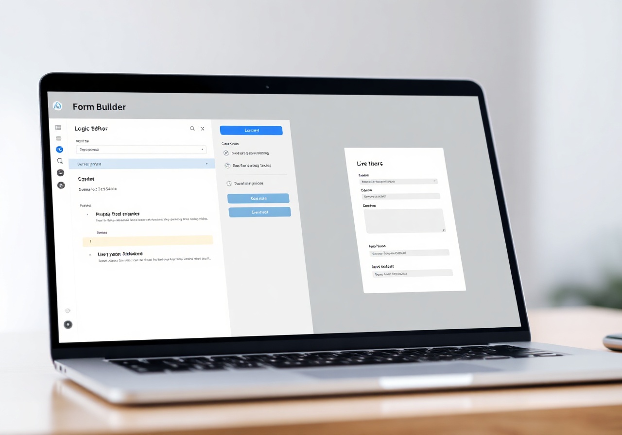 FormFlow dashboard showing drag-and-drop form builder interface with live preview panel