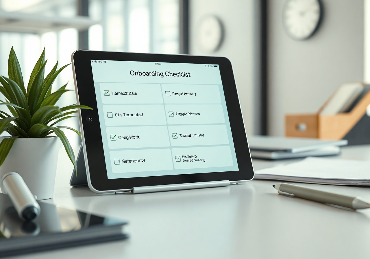 HR specialist reviewing structured onboarding data and automated workflow status on FormFlow dashboard